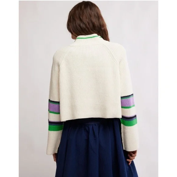 NWT Free People Striped Greta Half Zip /Sugar Swirl Combo - Picture 6 of 7